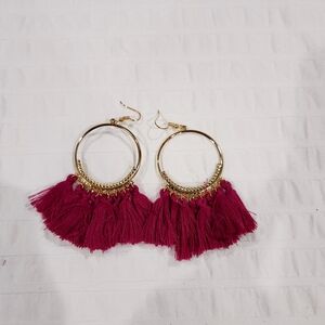 NWT Pink tassle earrings